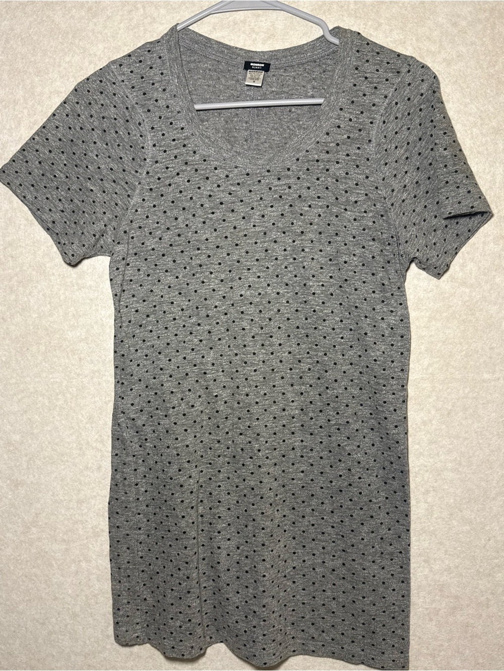 Monrow Mommy Gray Black Polka Dot Maternity Short Sleeve Tshirt Size S